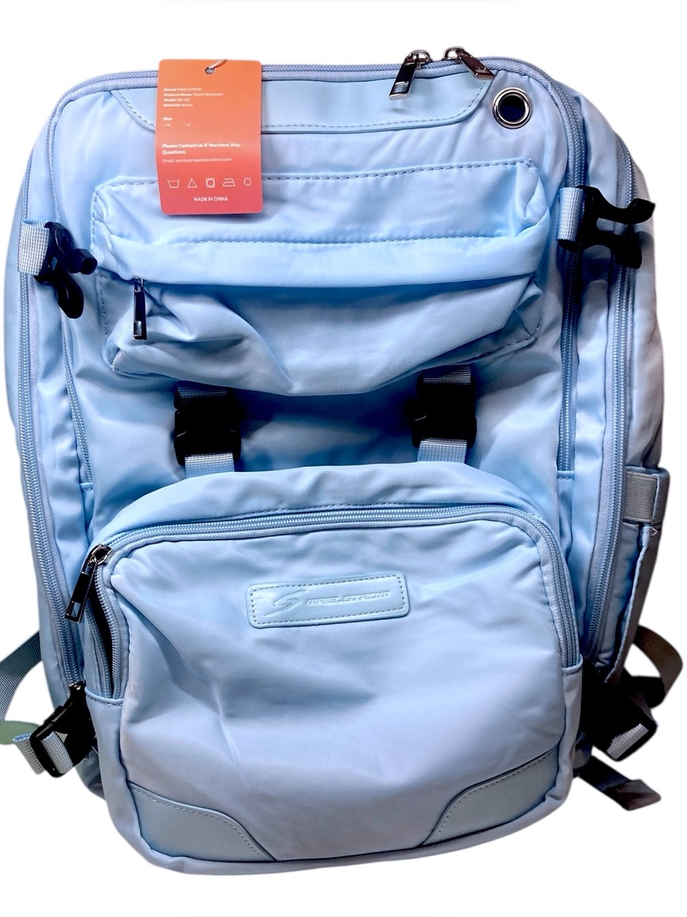 Maelstrom Light Blue Travel Backpack Many pockets New